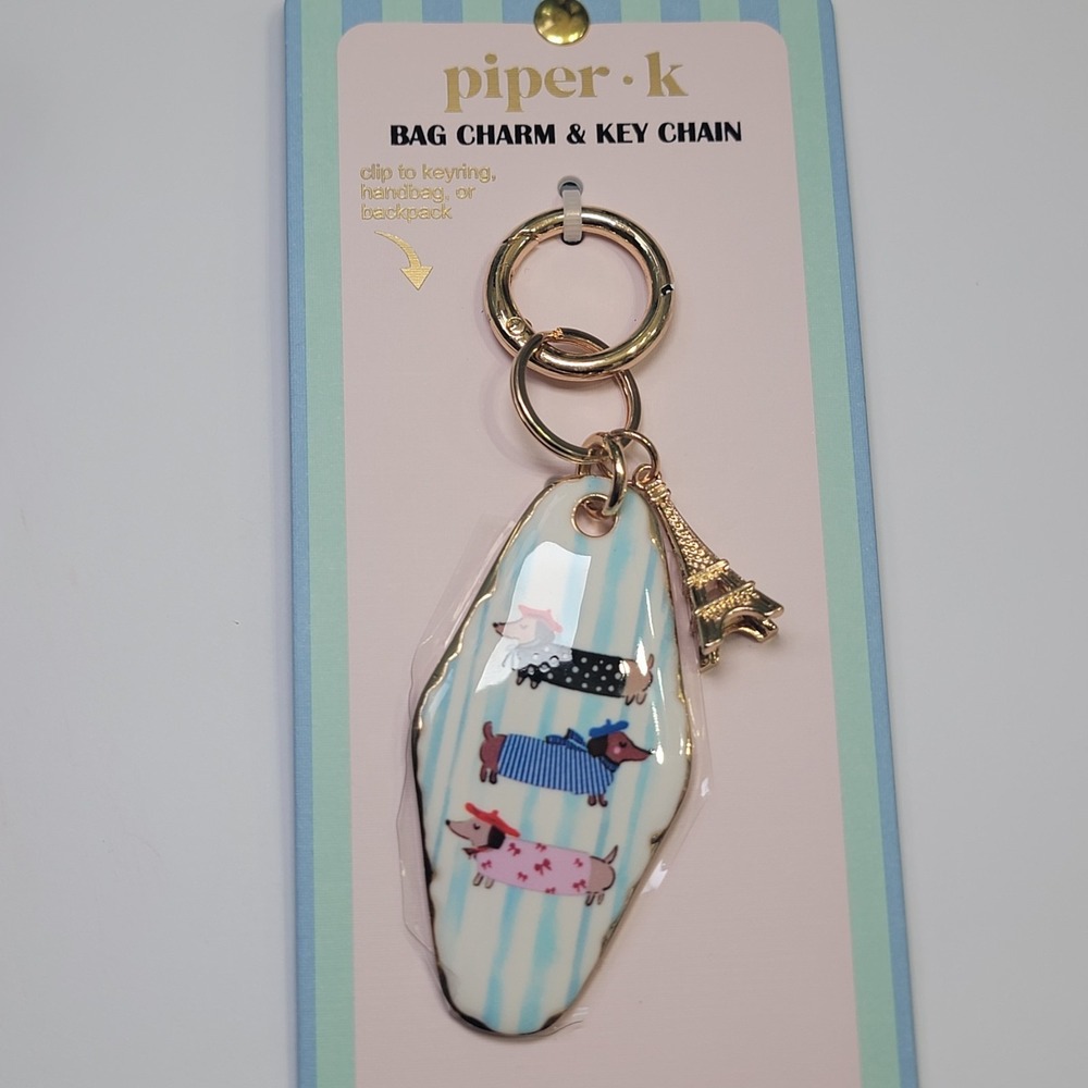 Piper K PARIS Dachshund Wiener Dogs Bag Charm Or Key Chain NEW